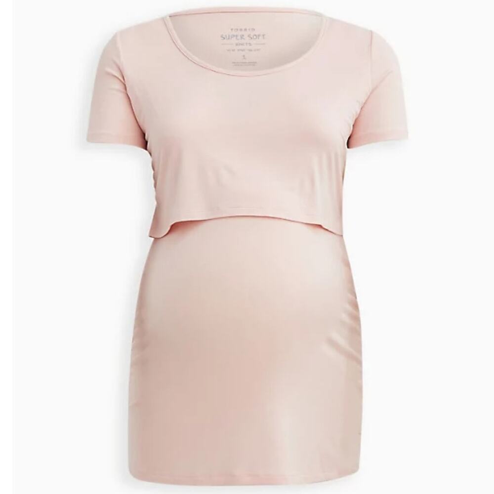 Torrid Maternity & Nursing Breastfeeding Super Soft Cozy Pink Print Top T Shirt